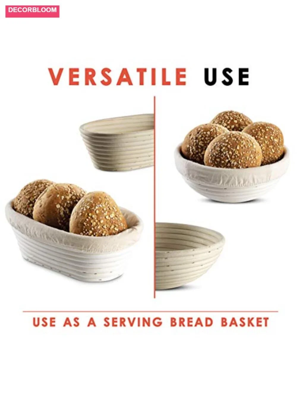 Bread Banneton Proofing Baskets Set of 2 Oval 10x6 Inch Sourdough Rising